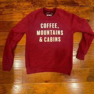 Northwest Maroon Crewneck Sweater with Cabin Print
